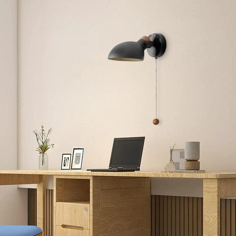 Industrial Style Wall Sconce With Pull Chain Switch Up Down Adjustable Metal Shade Retro Bedside Light For Mirror Bedroom Bathroom Hallway E26 E27 Socket Bulb Not Included LED CFL Compatible, black metal shade