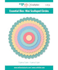 Mini Die Set For Scrapbooking And Card Making - 7 Scalloped Circle Dies, displayed in layered pastel colors, sizes 1 to 7 cm