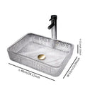 Square Clear Glass Vessel Sink Slick Finish Zero Hassle Cleanup Bathroom Vanity Basin Top Tier Modern Hotel Washbasin measuring 460x330mm.