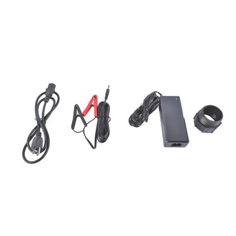 Heavy Duty Rock Solid Electric Drum Pump 5 GPM Dual Voltage 120V AC 12V DC 2 Inch Bung 55 Gal Barrel accessories and power cables