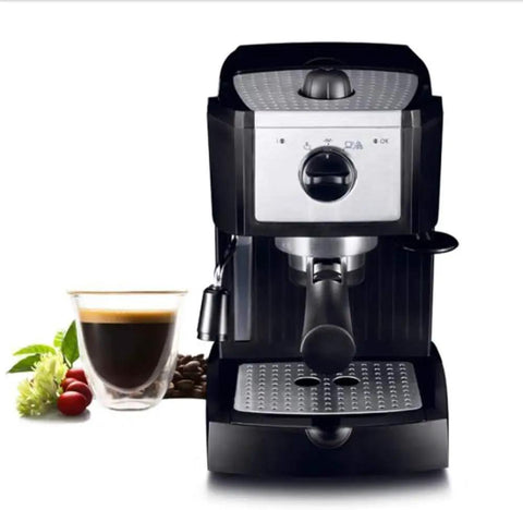 15 Bar Espresso Machine 1100W with Milk Frother and Steam Wand, 1L Removable Drip Tray shown from the front view