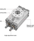 Built Tough 15mm Rotary Pneumatic Cylinder With 180 Degree Rotation, M5x0.8 Thread, Compact Import Size, Aluminum Alloy Body