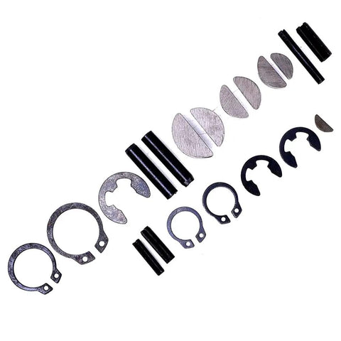 450 Piece Semicircle Key Spring Pins Clips E Clips Kit Set with diverse metal fasteners for DIY projects and repairs