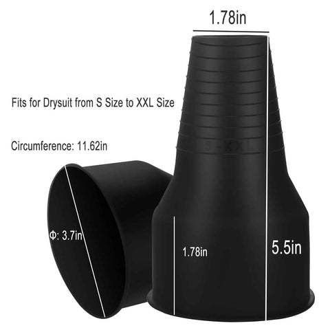 Silicone Drysuit Wrist Seal Replacement One Pair Zip Seal Compatible With Most Drysuits Durable Waterproof Cuff Gasket black size detail