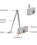 Diagram of Concealed Hydraulic Adjustable Speed Door Closer With Smooth Silent Auto Close Slick Hidden Mount System parts highlighted.