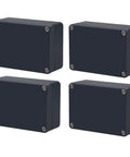 Four black IP67 Waterproof Plastic Project Box Enclosure With Built In Gasket, Rugged Junction Box For Electronics Projects, 3.3x2.3x1.3 inches