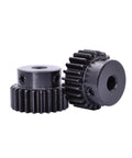 Heavy Duty Gear Pinion and Spur Gear Set in Black Finish Built To Last, 1M Teeth Options, 8mm Bore displayed in close-up view