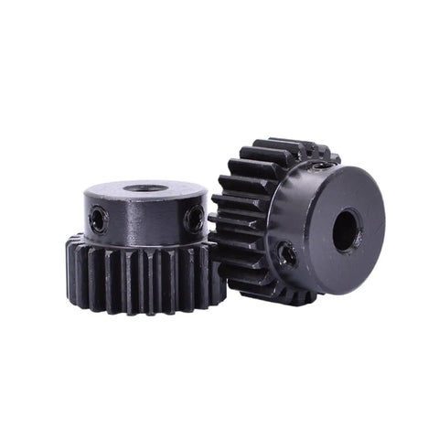 Heavy Duty Gear Pinion and Spur Gear Set in Black Finish Built To Last, 1M Teeth Options, 8mm Bore displayed in close-up view