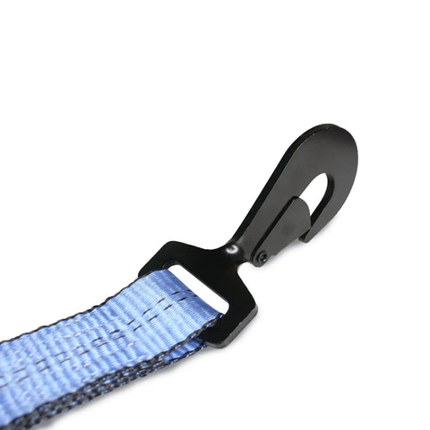 Heavy Duty Snap Hook Ratchet Straps 2 Inch By 114 Inch Axle Tie Down Set With 3300 Pound Safe Working Load 4 Pack Blue close-up