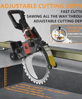 No Sweat 150W Circular Saw Guide Rail Kit With Adjustable Cutting Depth, showcasing adjustable cutting depth feature and saw.