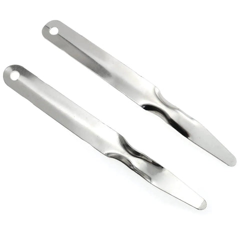 Two Pack Stainless Steel Staple Remover Tools Flat Puller Crowbar Nail Lifter For Office Home And Business Use Easy Grip Arc Handle Heavy Duty Wear Resistant Build For Quick Staples Removal on white background