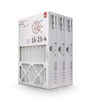3 Pack 16x25x4 MERV 8 HVAC Furnace Air Filters For Home Use Traps Dust Pollen Smoke Mold Electrostatic Filtration visible in packaging