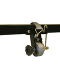 Beefy Ratchet Tie Downs For Square Tube Ladder Racks With Double J Hooks Set Of 2 500 Lb Working Load Limit Black close-up