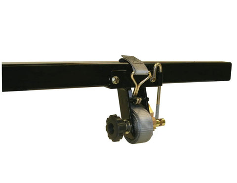 Beefy Ratchet Tie Downs For Square Tube Ladder Racks With Double J Hooks Set Of 2 500 Lb Working Load Limit Black close-up