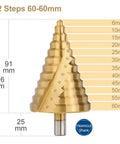 Step Drill Bit Set 6 To 60mm Titanium Coated HSS Cone Drill Bit With Triangular Shank for multiple hole sizes