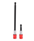 Go-To Pro 2 Piece Quarter Inch Quick Release Bit Holder with Magnetic Knurled Grip, two sizes with red and silver accents