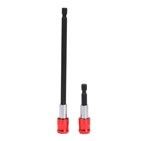 Go-To Pro 2 Piece Quarter Inch Quick Release Bit Holder with Magnetic Knurled Grip, two sizes with red and silver accents