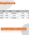 Fitment chart for Front Wheel Hub Bearing Assembly 515142 Fits Ford F150 Expedition Navigator 2011 2012 2013 2014 4WD 4X4.