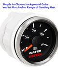 Water Level Gauge For Boats RVs And Trucks Easy Install Tank Sensor With Calibrate Button, black 52mm dial