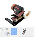 Badass Little Desktop Electric Belt Sander Kit With Variable Speed Control features sanding belt and polishing wheel for versatile use.