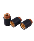 Two Pack 420114 Retaining Cap For PMX 30XP Plasma Cutting Torch Consumables, angled view showing threaded inner parts.