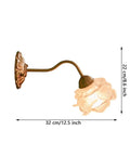 Premium Retro Wall Sconce Lighting French Copper Glass Led Indoor Outdoor Lamp Fixture with floral design, 12.5 inch wide.