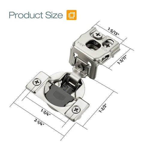 Soft Close Cabinet Hinges 1-1/4 Inch Overlay Stainless Steel Concealed Self-Closing Three-Way Adjustable Kitchen Hinge dimensions