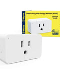 Z Wave 800 Series Smart Power Plug With Energy Monitoring And Power Meter in front of product packaging