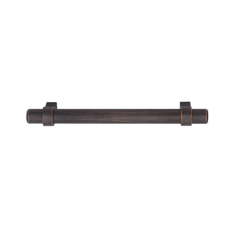 Oil Rubbed Bronze Straight Bar Cabinet Pull 6.63 Inch Length, 5 Inch Hole Center, 1.32 Inch Projection, 10 Pack, front view