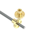 T6 Lead Screw With 6mm Trapezoidal Thread And Premium Brass Nut showing brass nut and lead screw for Mini CNC and 3D printer builds.