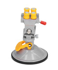 Heavy Duty Mini Suction Cup Vise Bench Mount 360 Rotation Universal Desktop Clamp For Woodwork with gray and yellow design.