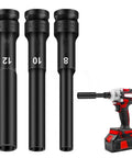 Heavy Duty 3PCS Chrome Vanadium Socket Adapter Set For Impact Wrench Fits 8mm 10mm And 12mm Hex Heads With Sweet 1/2 Inch Drive Interface Totally Rock Solid Gear Head Upgrade. Three black chrome vanadium adapters with impact wrench