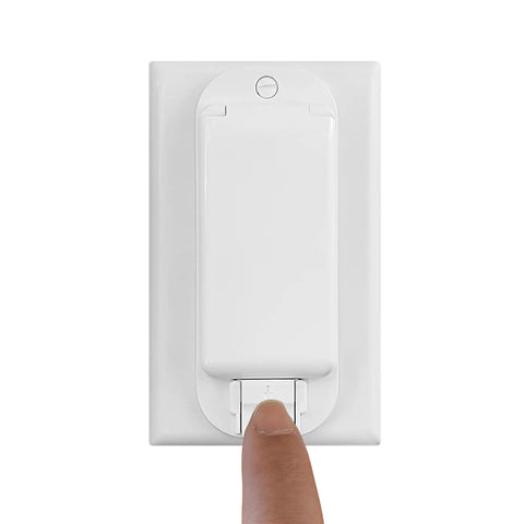 White rocker switch with Two Pack Rocker Switch Guard Covers for Baby Proofing Your Home, Wall Switch Protectors installed