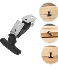 Three Pack Rubber T Handle Latch Kit for vehicle hood tool box camper trailer and engineering machines shown in black rubber and metal.