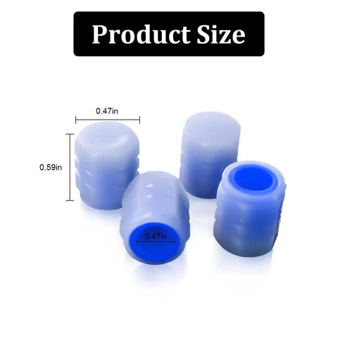 Glow In The Dark Tire Valve Caps Pack Of 12 For Cars, Trucks, SUVs, Motorcycles And Bikes, 0.47in x 0.59in size, fluorescent blue caps