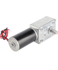 Straight Up Heavy Duty DC 24V Self Locking Gear Motor With Reversible Single Shaft Speed Reduction At 30 Rpm, aluminum body, compact design.
