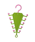 Vertical Closet Storage Hanger With Double Sided V Shaped Hook For Belts Scarves Hats And Ties Clears Daily Clutter On Tight Rods Hassle Free Snap On Setup in vibrant green and pink.