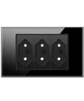 Smooth Touch Tempered Glass Wall Outlet Decked Out With Fast Charge USB Ports 20 Amp 2000 Watt Capacity image showing three sockets.