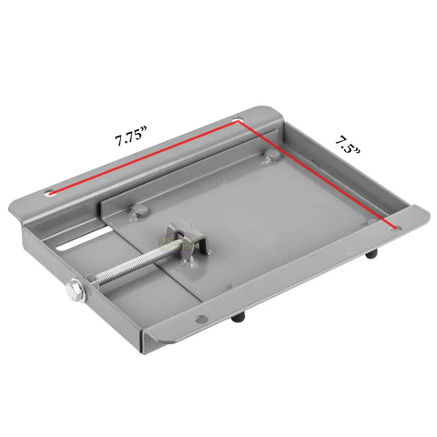 adjustable 145T motor base mount with dimensions 7.75 by 7.5 inches, solid steel construction, universal mounting plate