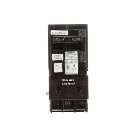 20 Amp Double Pole GFCI Circuit Breaker With Self Test And Lockout, UL Listed And CSA Certified, front view