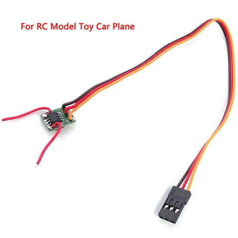 Close-up of 2 Pack Micro 1A Mini ESC with JR Connector for RC Model Aircraft and Drones, showing wires and connector, 12x8.5mm.