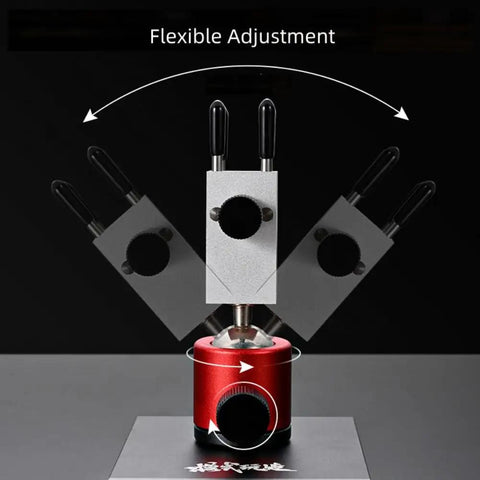 Tabletop Mini Vise With 360 Degree Rotating Spherical Head And Detachable Clamp For Hobbyists showing flexible adjustment