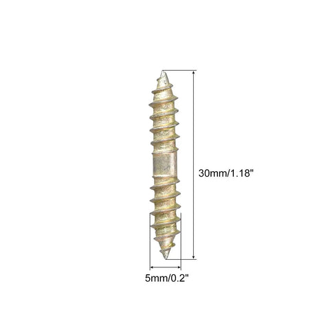 Double Ended Hanger Bolts Set For Wood Joining 96 Pieces 5x13mm Self Tapping Thread Dowel Screws Hidden Fasteners, dimensions shown
