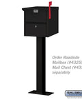 Standard Pedestal Bolt Mounted Roadside Mailbox And Mail Chest In Black With Durable Powder Coated Finish Easy Assembly Heavy Duty Bolt On Design For Secure Street Mail Delivery