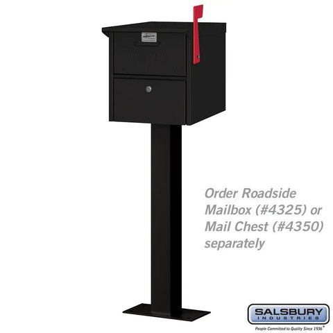 Standard Pedestal Bolt Mounted Roadside Mailbox And Mail Chest In Black With Durable Powder Coated Finish Easy Assembly Heavy Duty Bolt On Design For Secure Street Mail Delivery