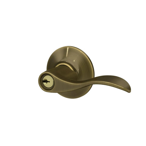Accent Keyed Door Lever Antique Brass Finish Reversible Handle For Right Or Left Swing Doors Easy DIY Install
