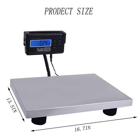 Built Like A Tank 660 Lb Heavy Duty Digital Livestock Scale With Roomy Stainless Platform showing 16.7x13.5 inch size with display.