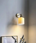 Wall Lamp, Nordic Minimalist Bedroom Light, Brass Ceramic Retro Lamps on wall with soft yellow light, D T-155.