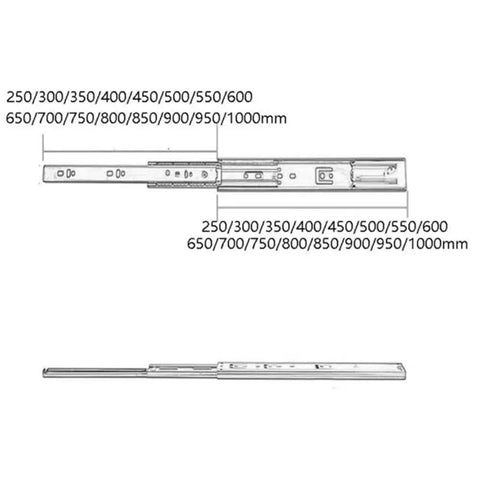 Heavy Duty Full Extension Drawer Slides 400mm 1 Pair Side Mount Ball Bearing Rails 3 Fold Industrial Track Glides