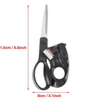 Sewing scissors with black ergonomic handles, laser-guided, 21.5 cm long for fabric and crafts